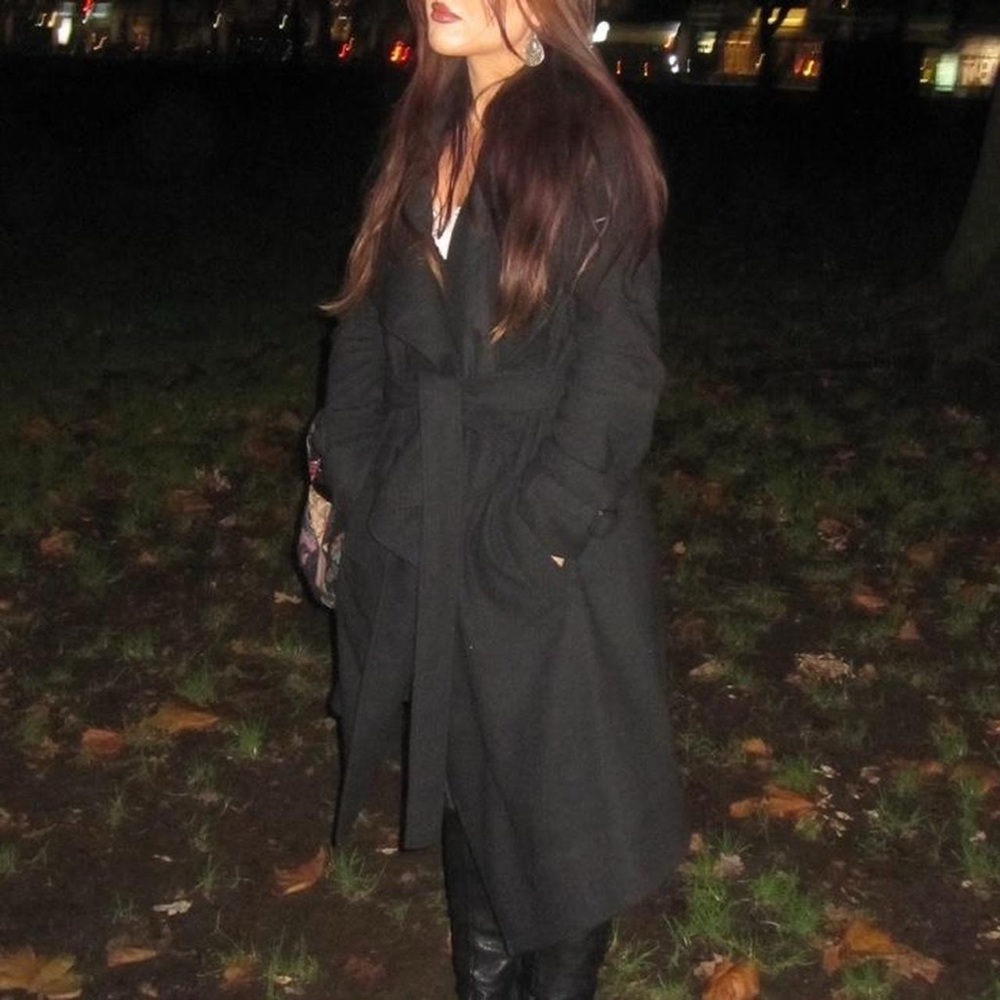 All saints Classic Black Wool Trench Coat